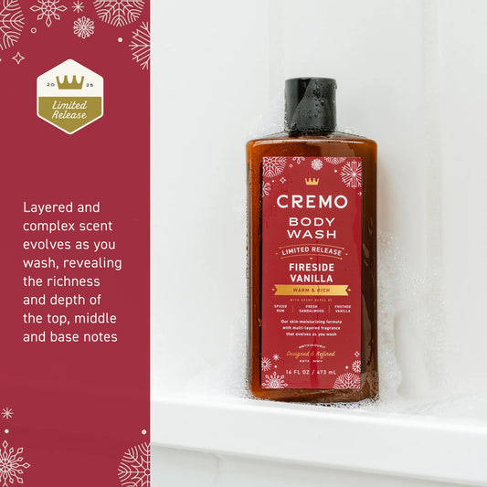 Cremo Holiday Men's Body Wash, Fireside Vanilla, 16 fl oz