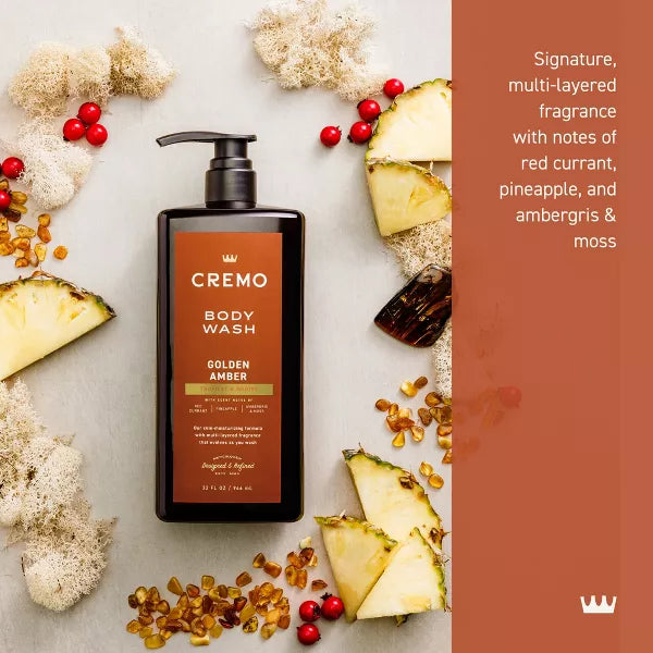 Cremo Body Wash - Golden Amber - 32 fl oz: Moisturizing, Sulfate-Free, For Normal to Dry Skin, Whole Body Use
