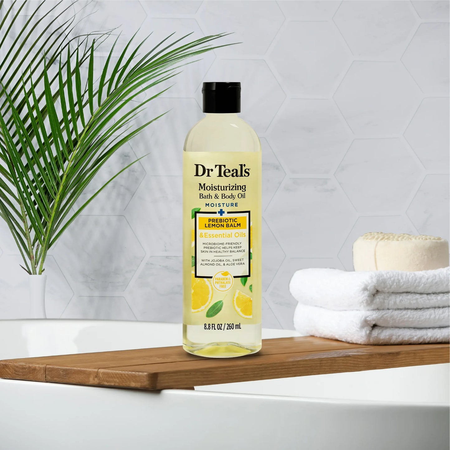 Dr. Teals Moisturizing Bath & Body Oil- 8.8 fl oz Prebiotic Lemon Balm & Essential Oils