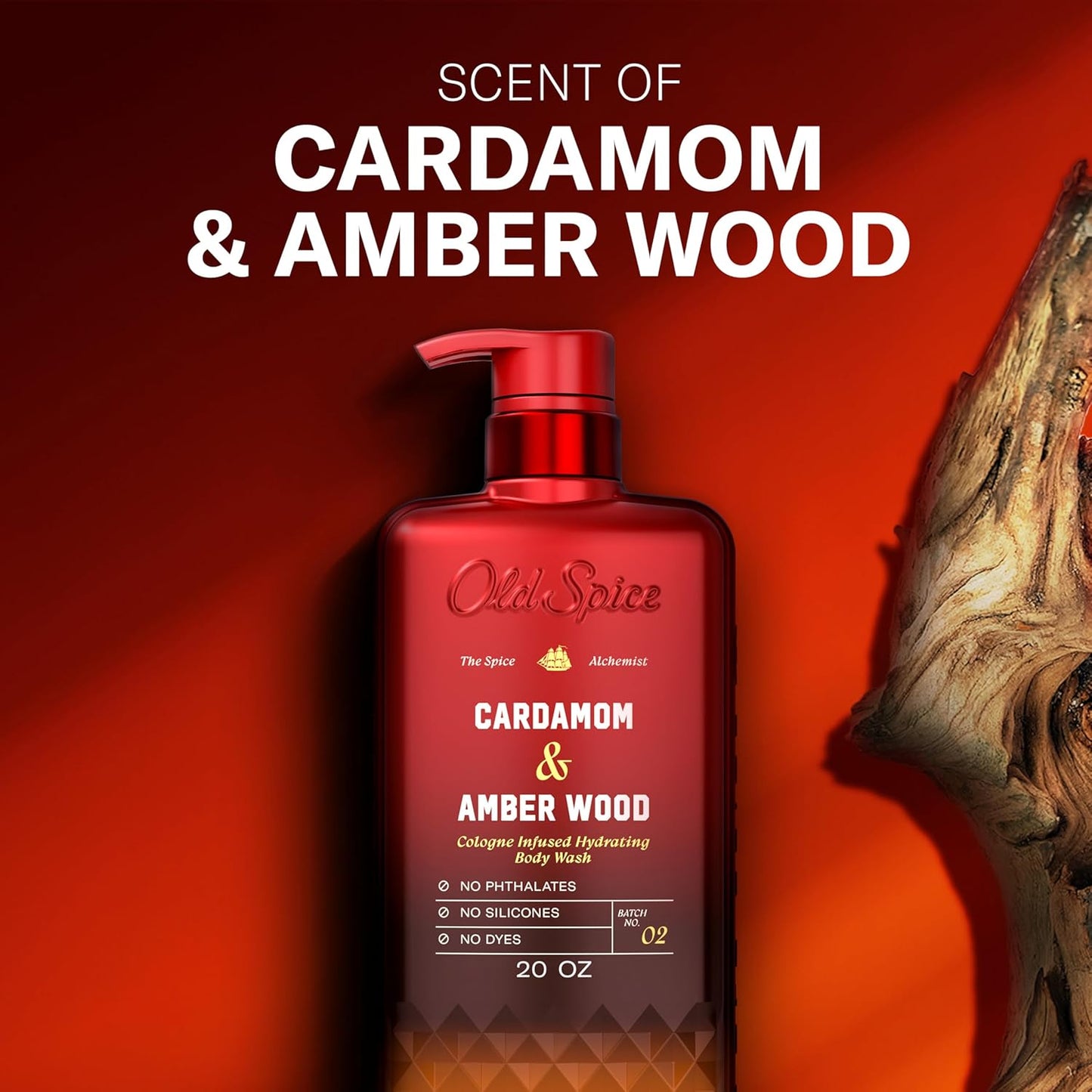 Old Spice Body Wash for Men, The Spice Alchemist Collection, 24/7 Cologne Infused Hydration, Cardamom + Amber Wood Scent, 20 oz