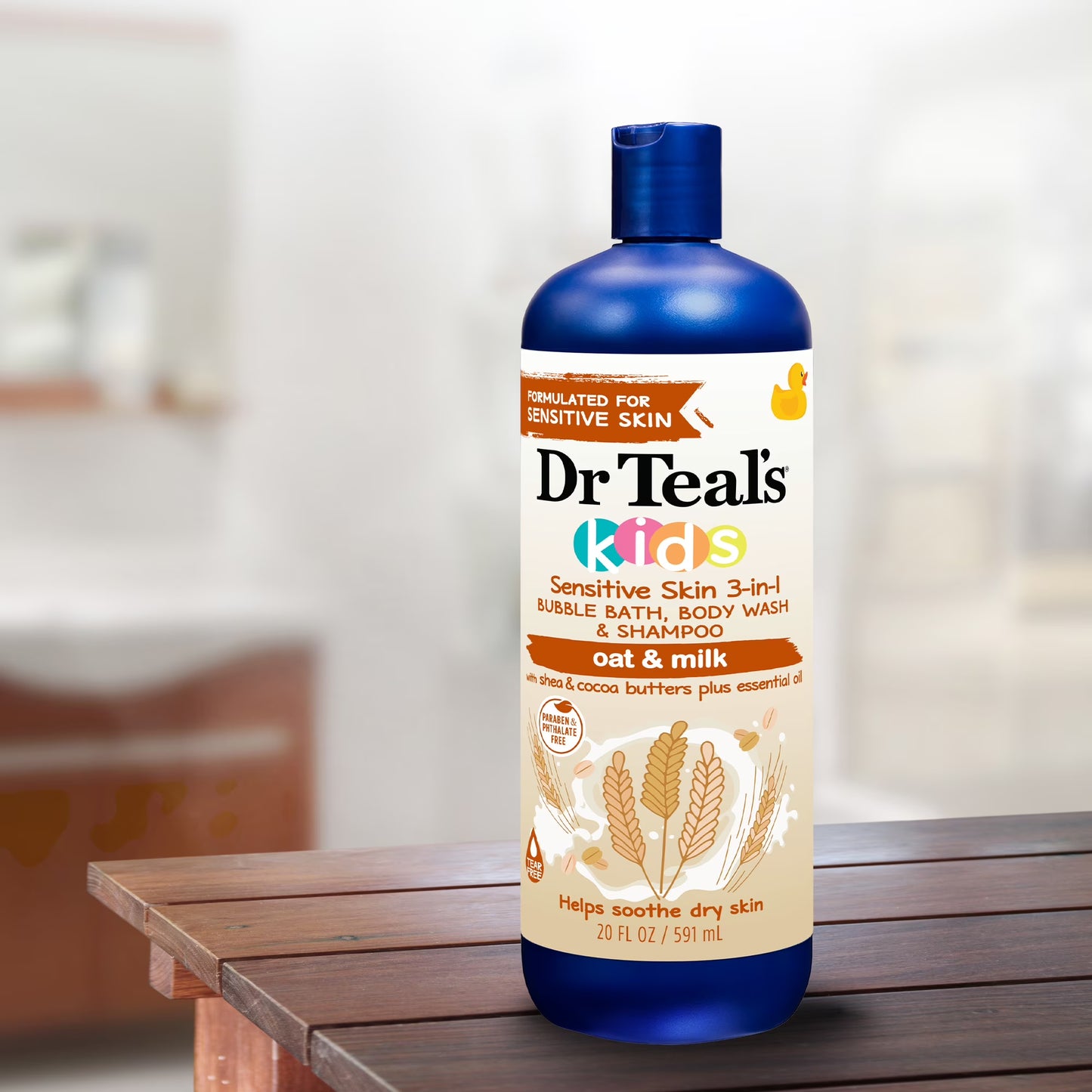 Dr Teal's Kids 3-in-1 Bubble Bath, Body Wash & Shampoo with Oat & Milk with shea butter & cocoa butter plus essential oil, 20 fl oz