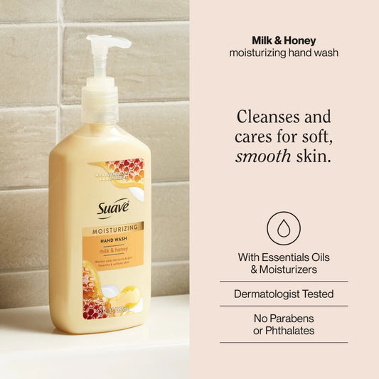 Suave Moisturizing Milk & Honey Hand Soap, Gentle Cleanser for Hands, 12 FL OZ