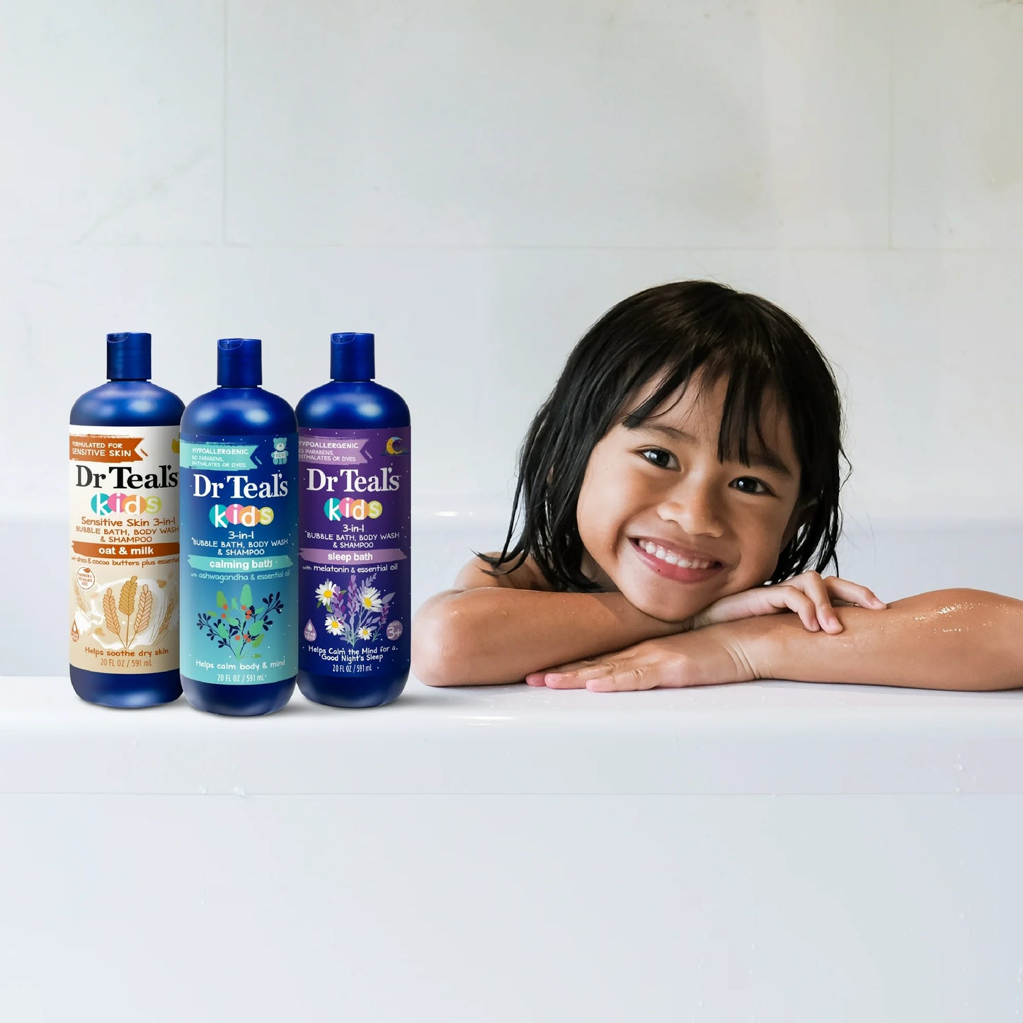Dr Teal's Kids 3-in-1 Bubble Bath, Body Wash & Shampoo with Melatonin & Essential Oil, 20 fl oz