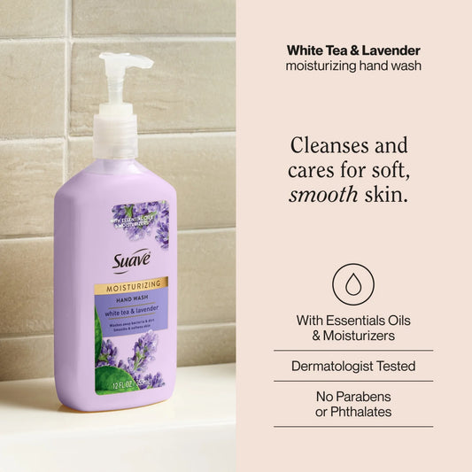 Suave Moisturizing White Tea & Lavender Hand Soap, Gentle Cleanser for Hands, 12 FL OZ
