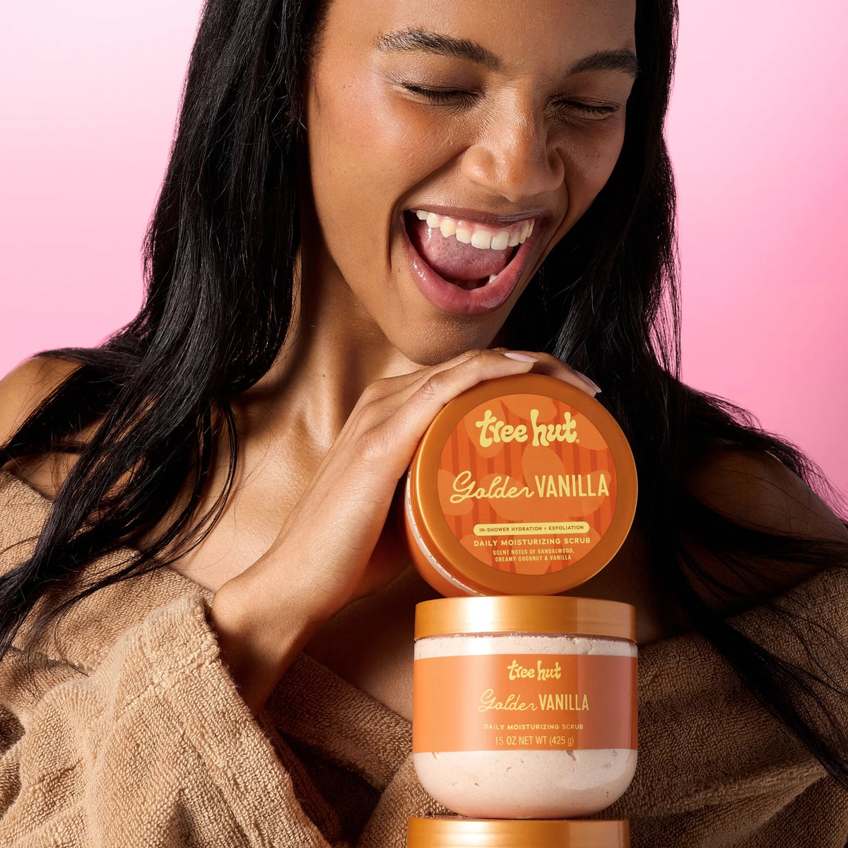 Tree Hut Golden Vanilla Daily Moisturizing Scrub – Whipped Body Exfoliator – 15 oz