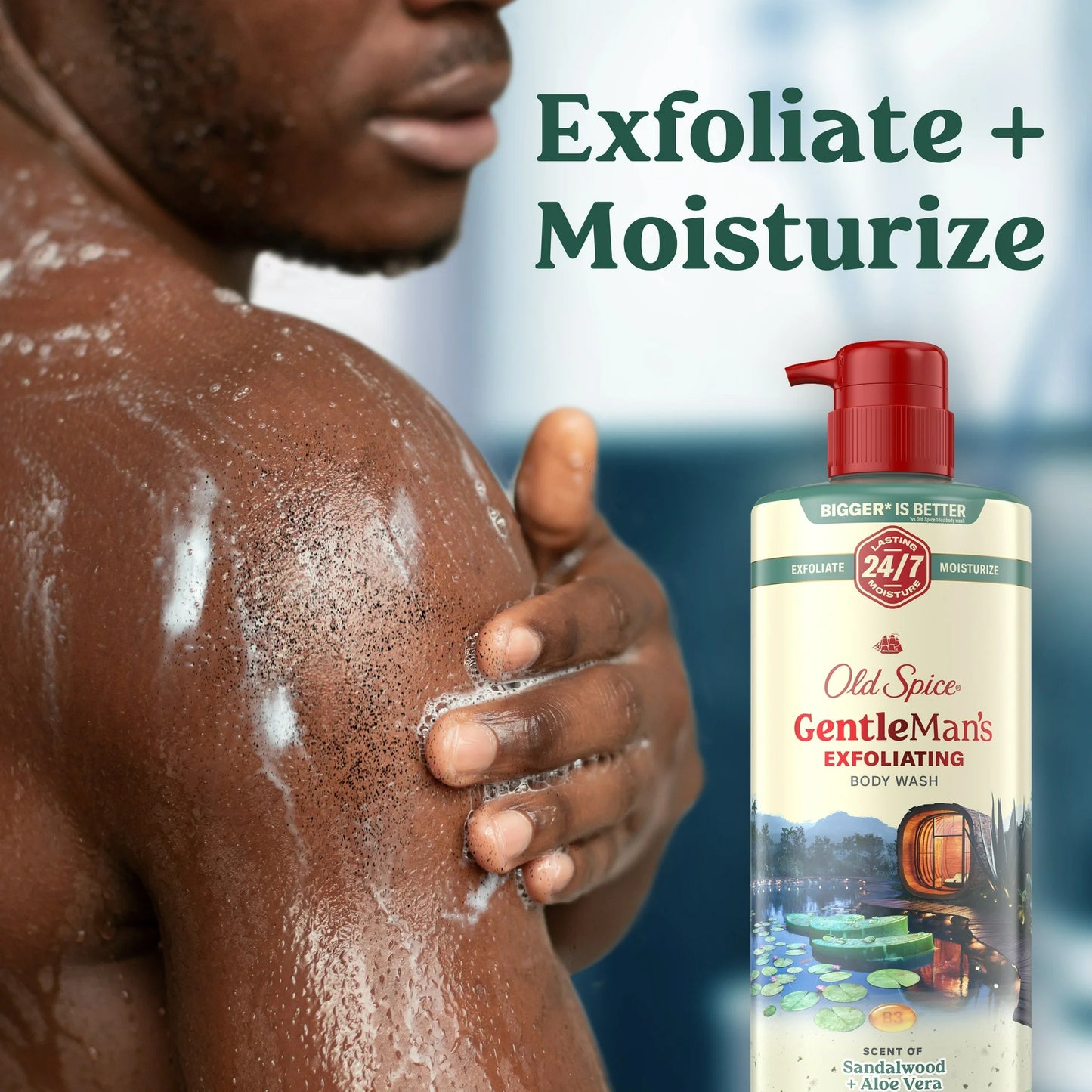 Old Spice Men's Body Wash for Men, Sandalwood and Aloe Vera, 24/7 Shower Fresh, Exfoliation + Moisturization, 26oz