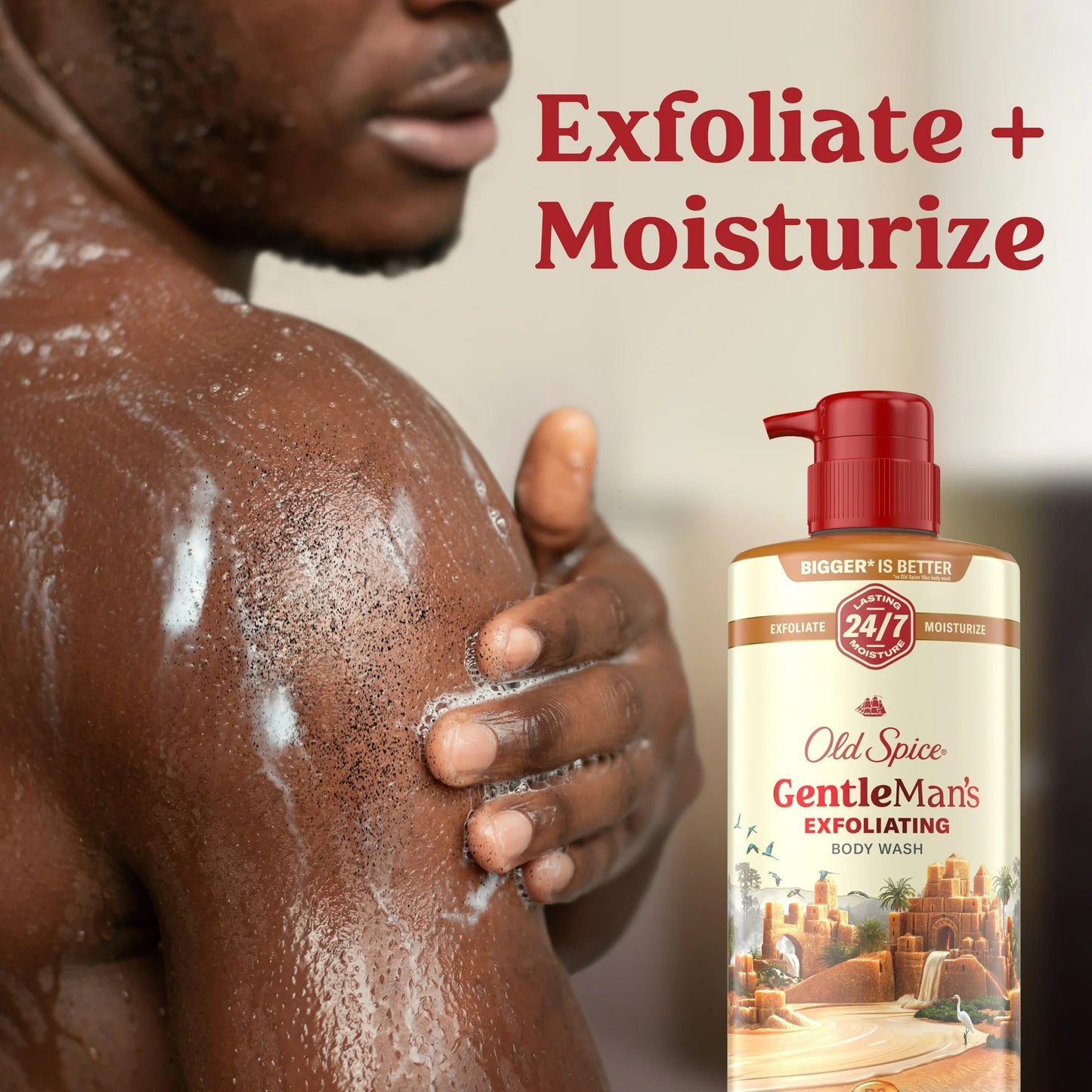 Old Spice Men's Body Wash for Men, Brown Sugar and Cocoa Butter, 24/7 Shower Fresh, Exfoliation + Moisturization, 26oz