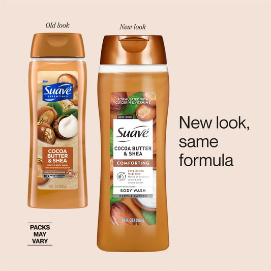 Suave Cocoa Butter + Shea Moisturizing Body Wash with Glycerin & Vitamin E, 18 FL OZ