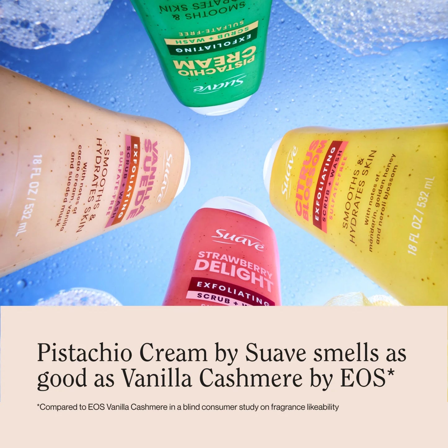 Suave Vanilla Suede Exfoliating Body Wash & Scrub With Glycerin & Vitamin E, 18 FL OZ