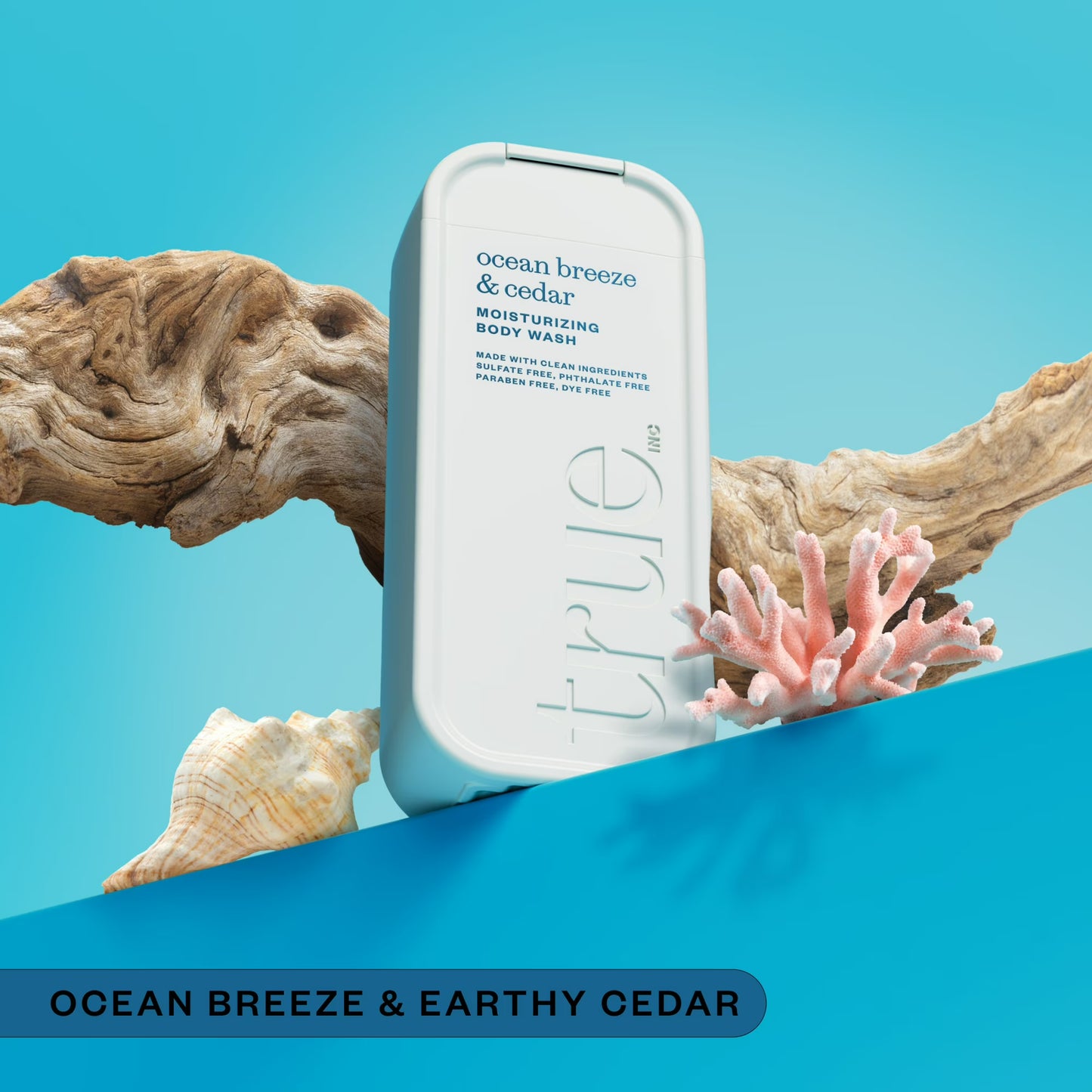 True Ocean Breeze & Cedar Body Wash, Sulfate-Free, Moisturizing and Hydrating Formula for Women & Men, 18 fl oz