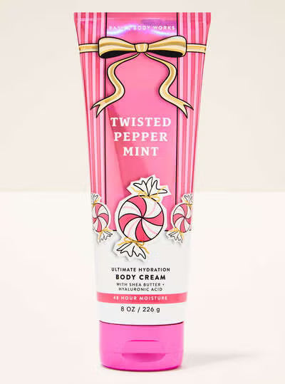 Bath & Body Works Twisted Pepper Mint Body Cream 8 oz & Fine Fragrance Mist 8 fl oz