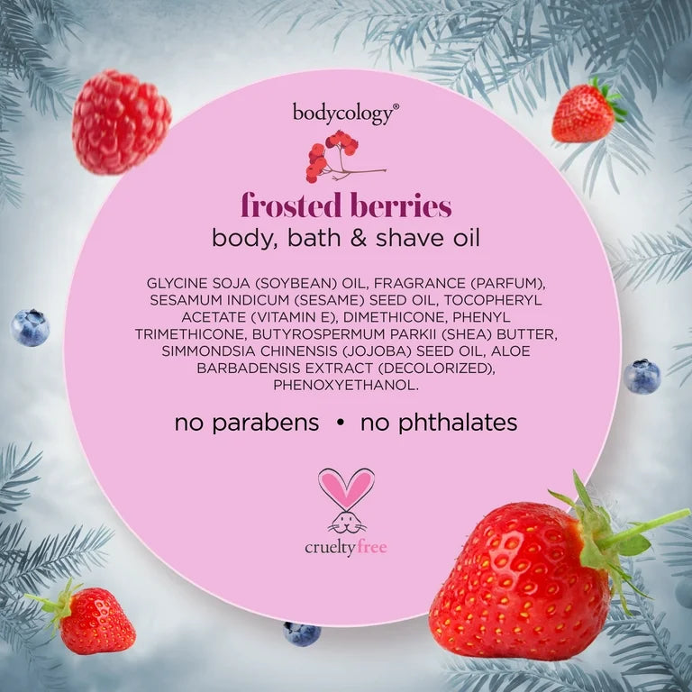 Bodycology Frosted Berries Body, Bath & Shave Oil 7.5 fl oz