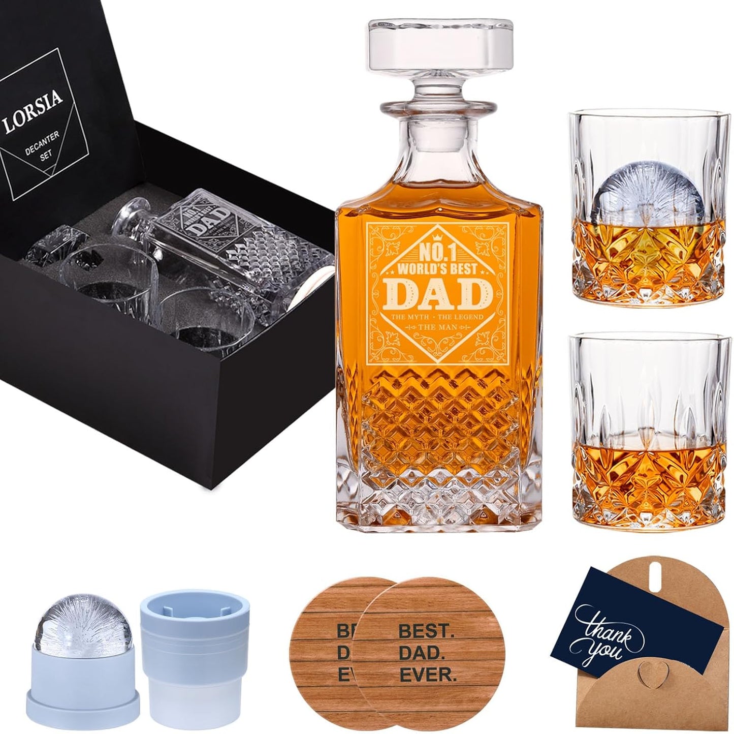 Lorsia Whiskey Decanter Set with Gift Box