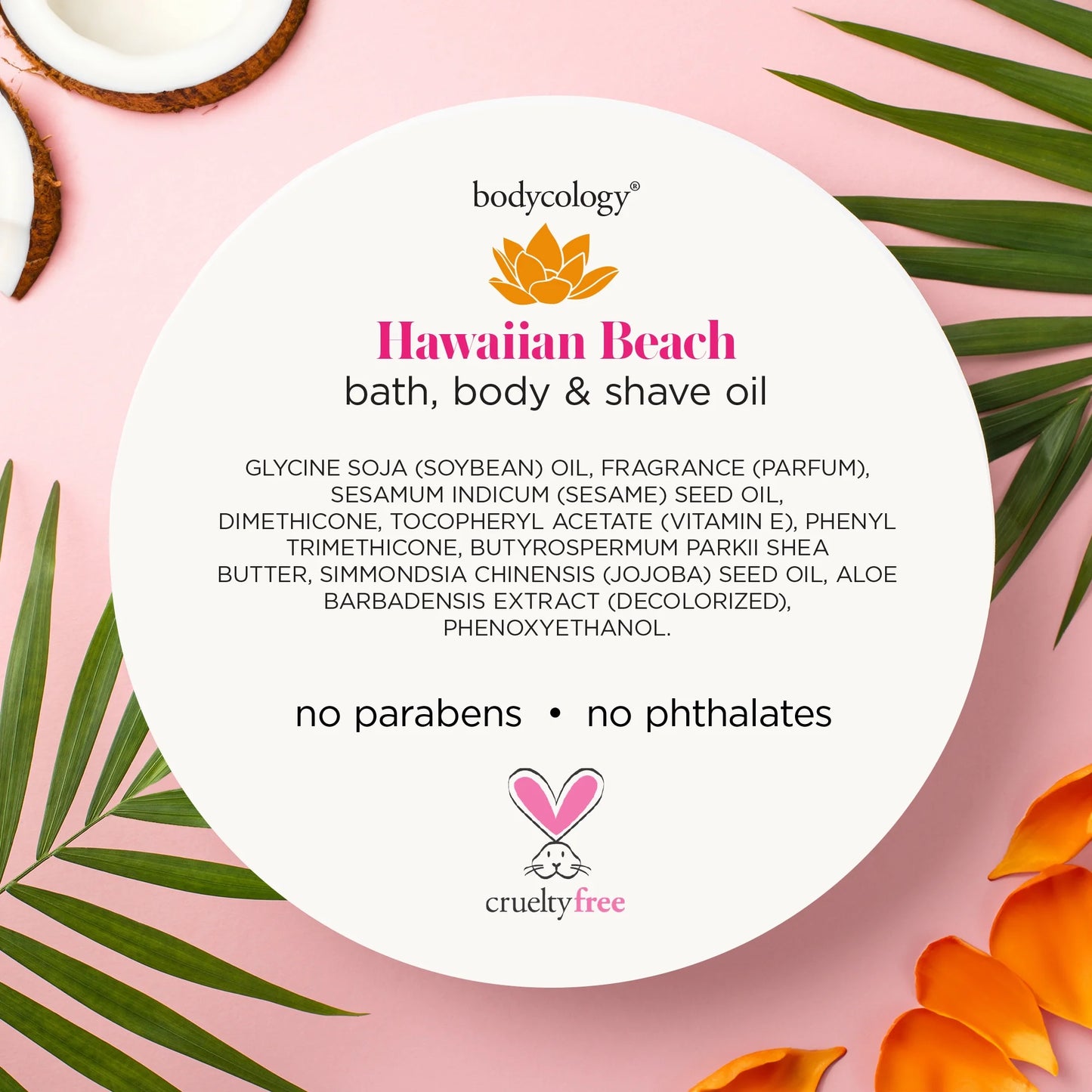 Bodycology Ultra Moisturizing Body, Bath & Shave Oil, Hawaiian Beach, 7.5 fl oz