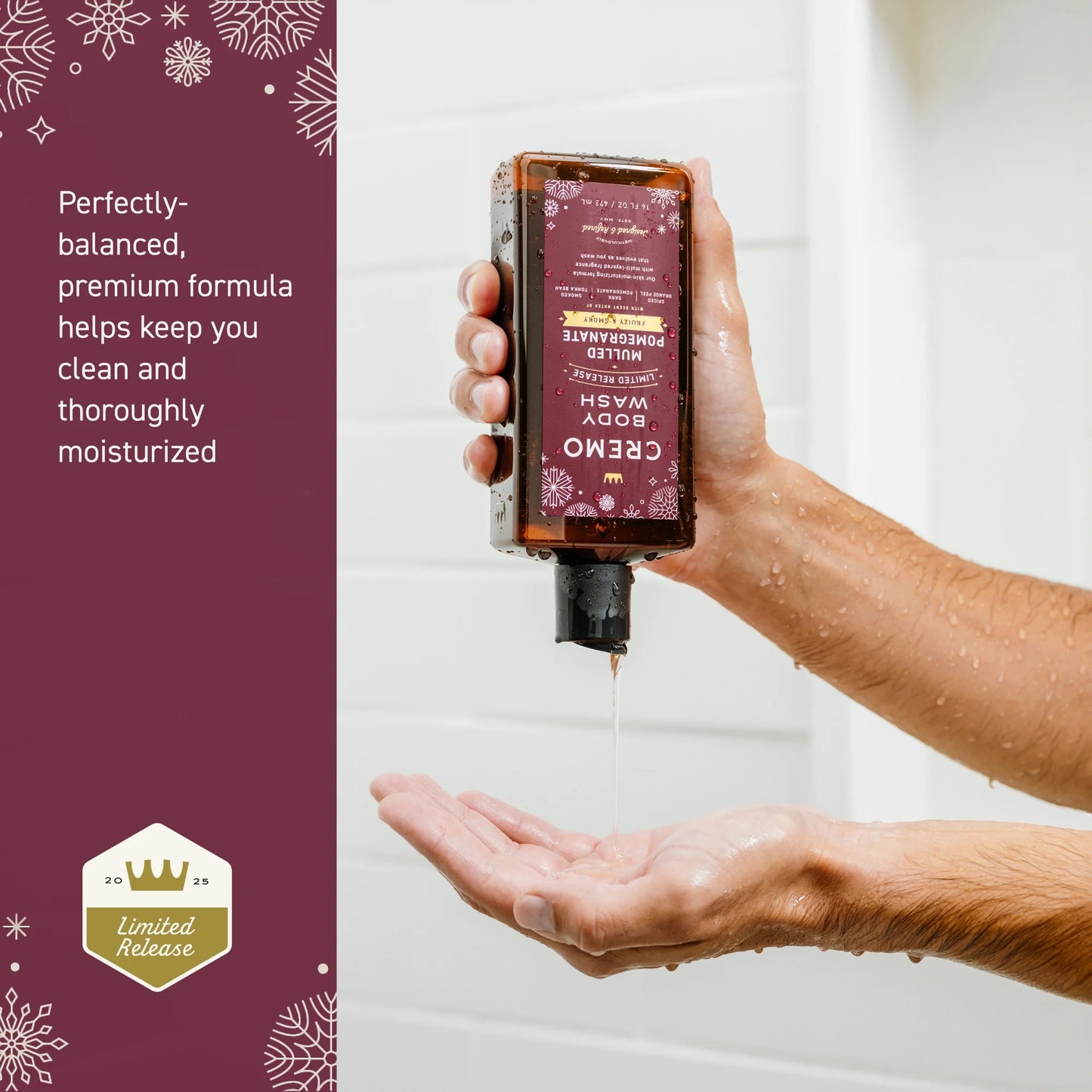 Cremo Holiday Men's Body Wash, Mulled Pomegranate, 16 fl oz