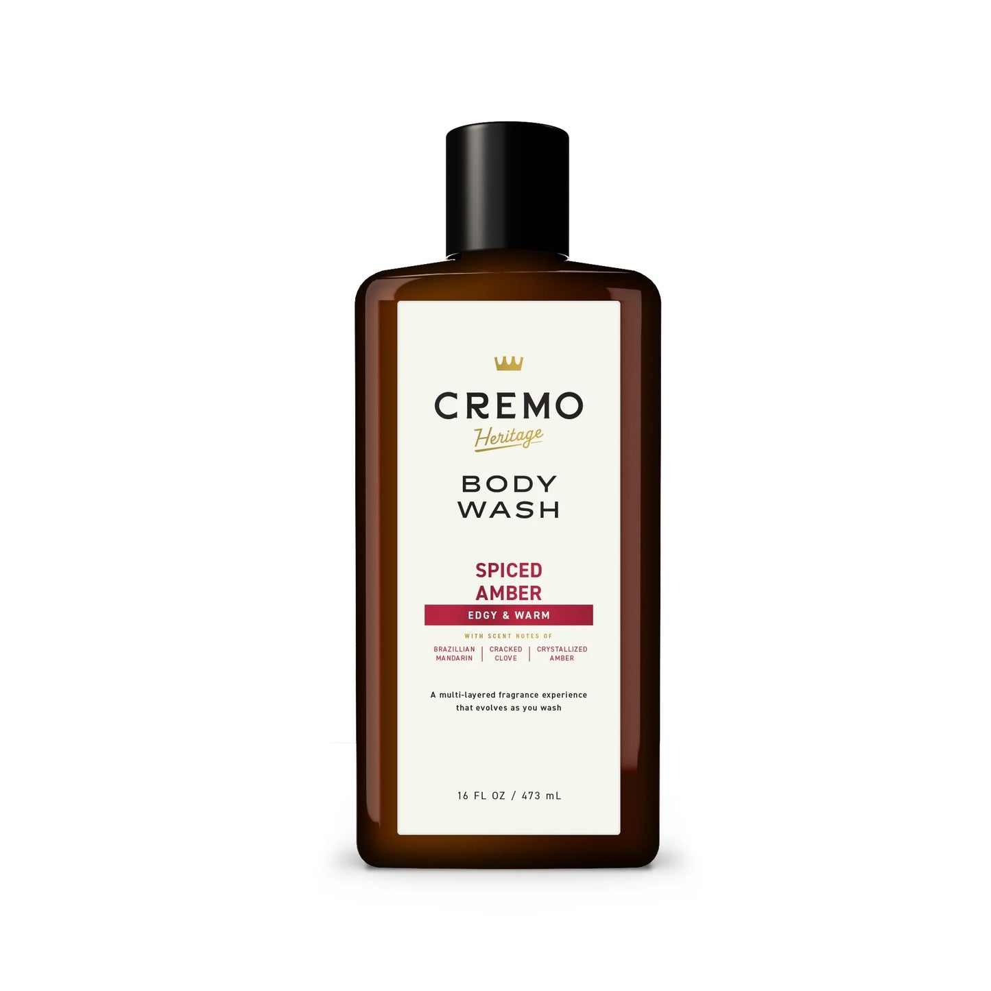 Cremo Heritage Red Men's Body Wash, Spiced Amber Scent, 16 fl oz