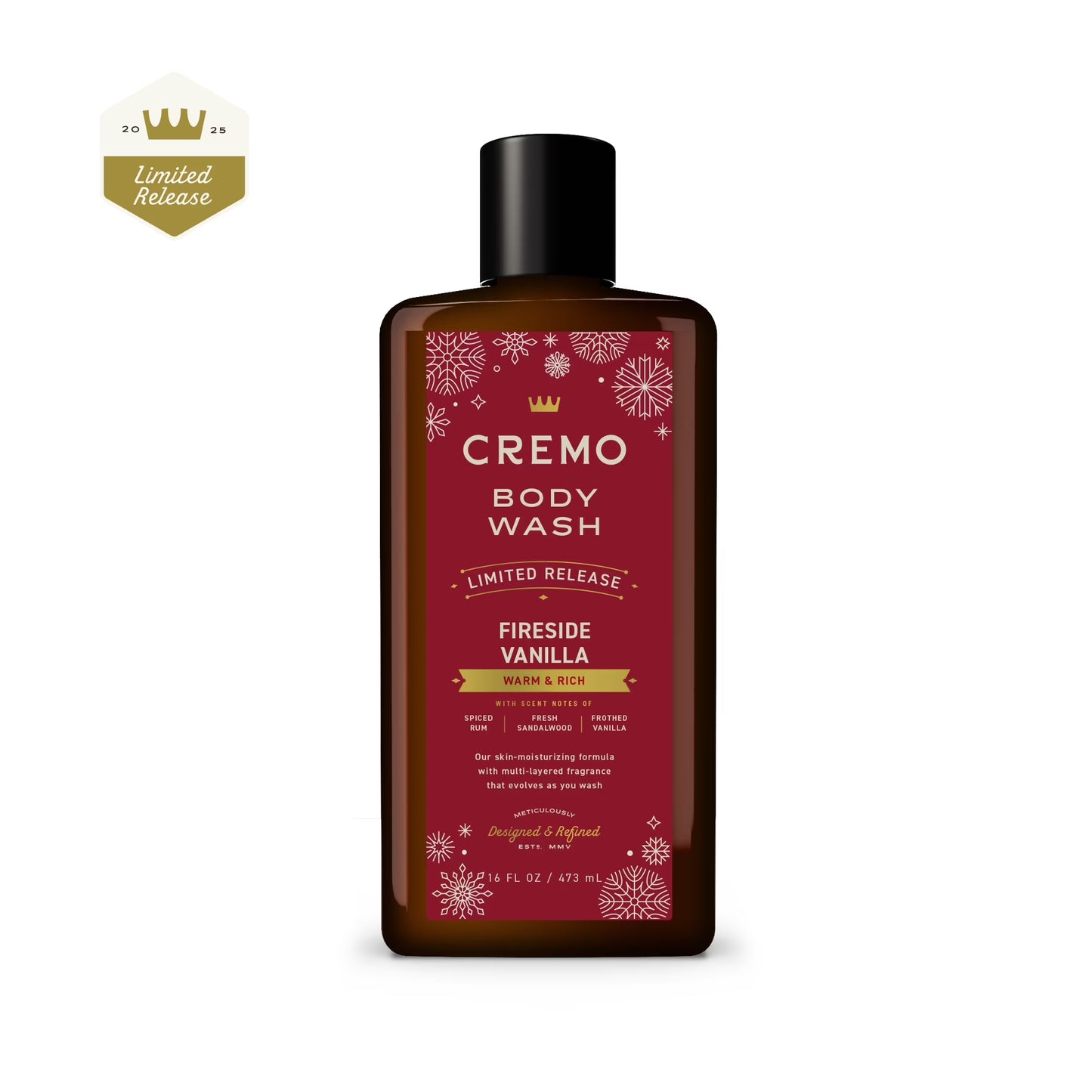 Cremo Holiday Men's Body Wash, Fireside Vanilla, 16 fl oz