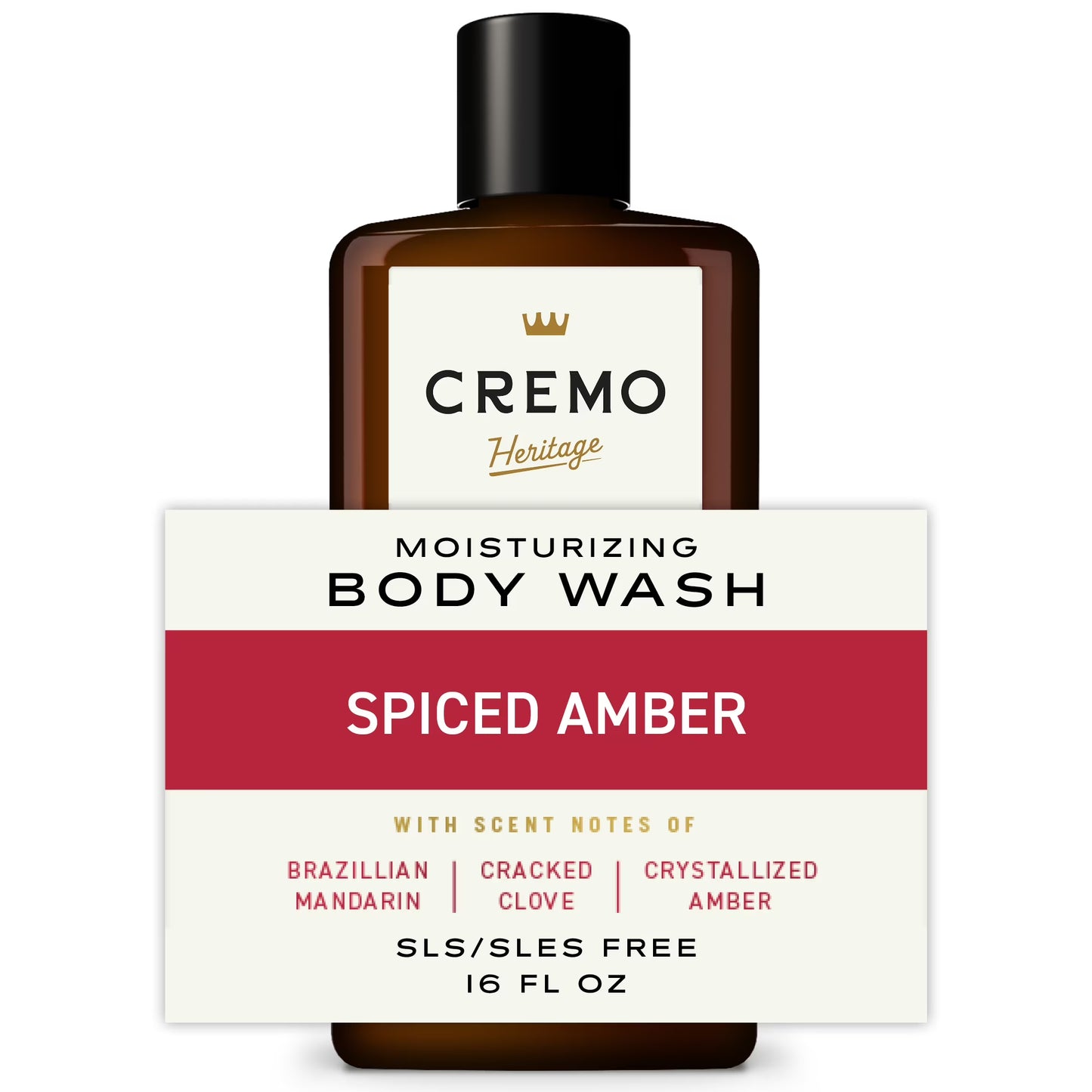 Cremo Heritage Red Men's Body Wash, Spiced Amber Scent, 16 fl oz