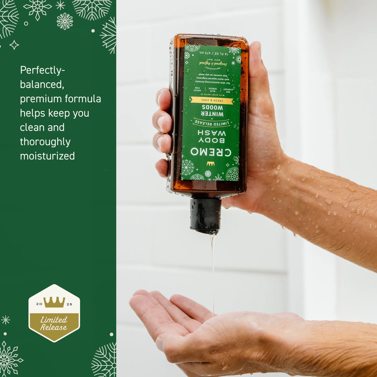 Cremo Men's Holiday Body Wash, Winter Woods, 16 fl oz