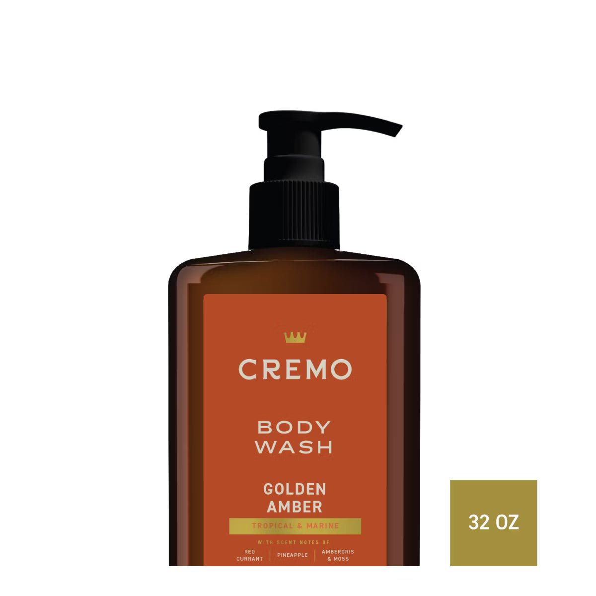 Cremo Body Wash - Golden Amber - 32 fl oz: Moisturizing, Sulfate-Free, For Normal to Dry Skin, Whole Body Use