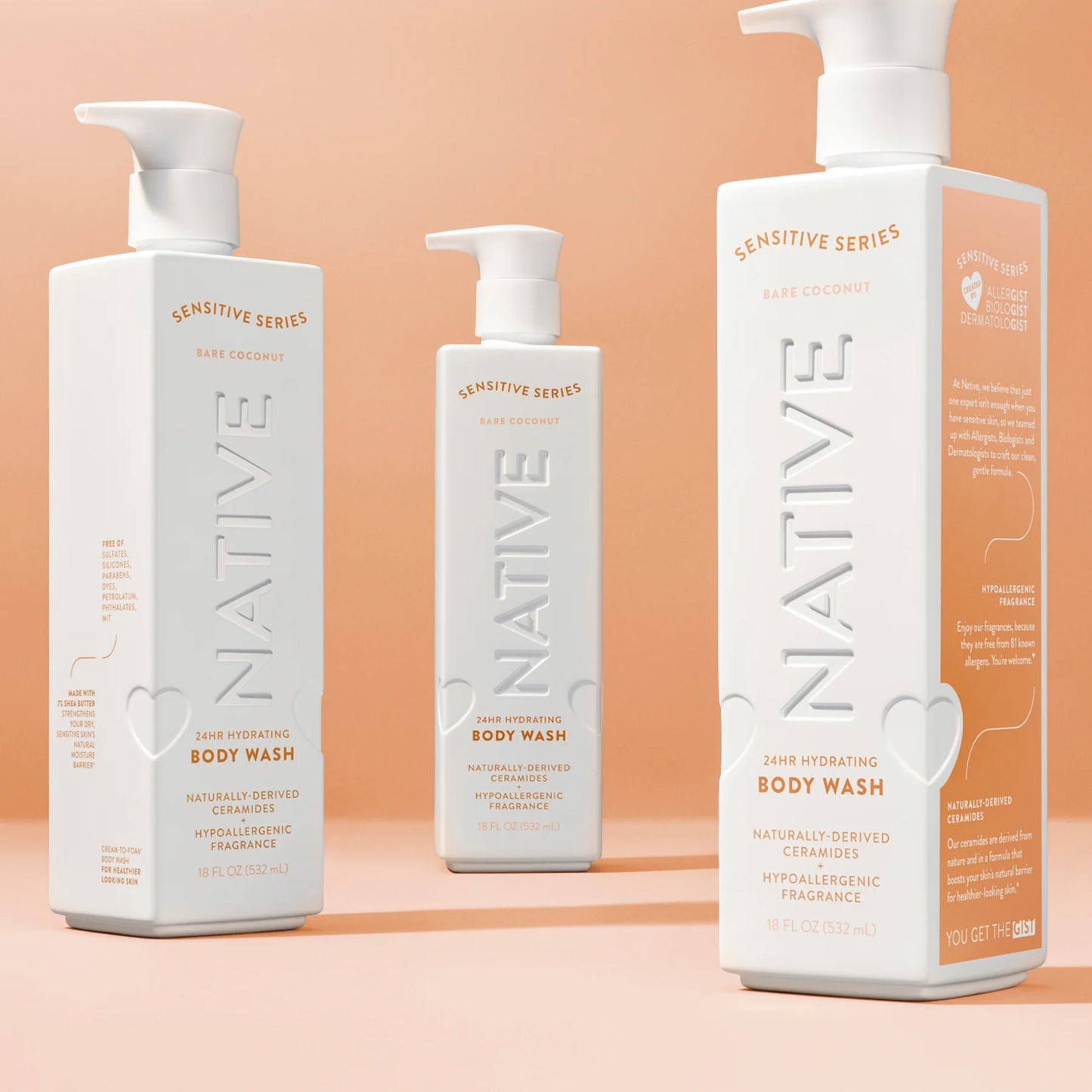 Native Sensitive Series: Body Wash Hydrating -  Bare Coconut