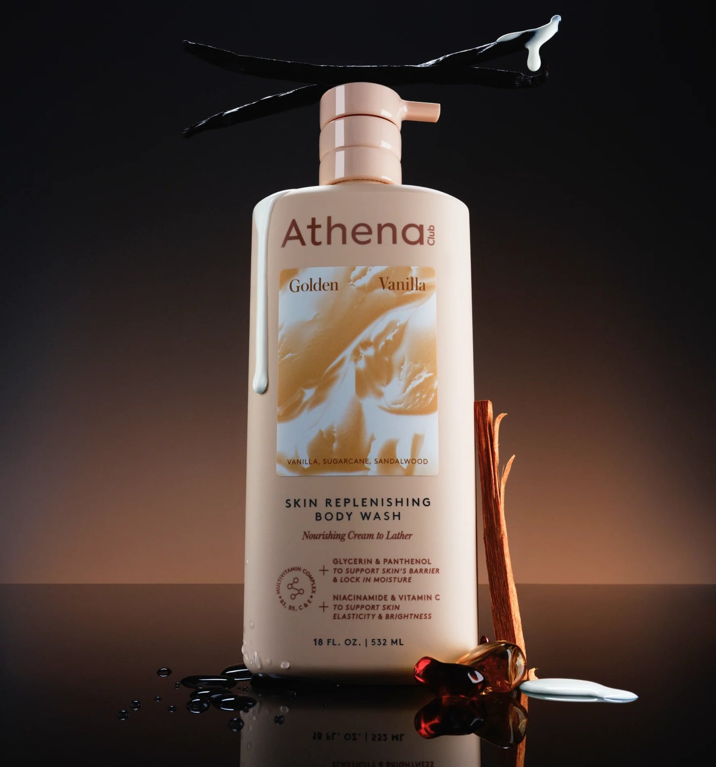 Athena Club Skin Replenishing Body Wash - Golden Vanilla - 18 fl oz
