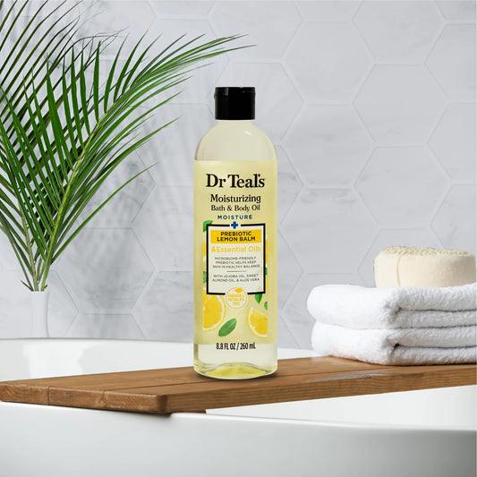 Dr. Teals Moisturizing Bath & Body Oil- 8.8 fl oz  Prebiotic Lemon Balm & Essential Oils
