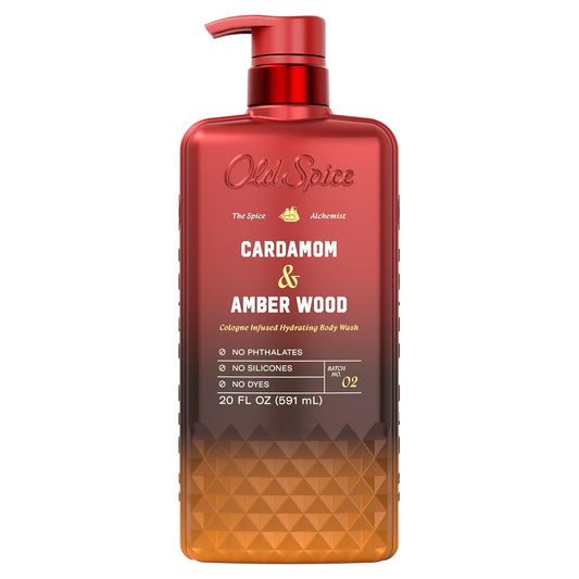 Old Spice Body Wash for Men, The Spice Alchemist Collection, 24/7 Cologne Infused Hydration, Cardamom + Amber Wood Scent, 20 oz