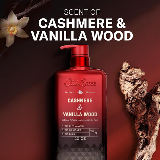 Old Spice Body Wash for Men, The Spice Alchemist Collection, 24/7 Cologne Infused Hydration,  Cashmere + Vanilla Wood Scent, 20 oz