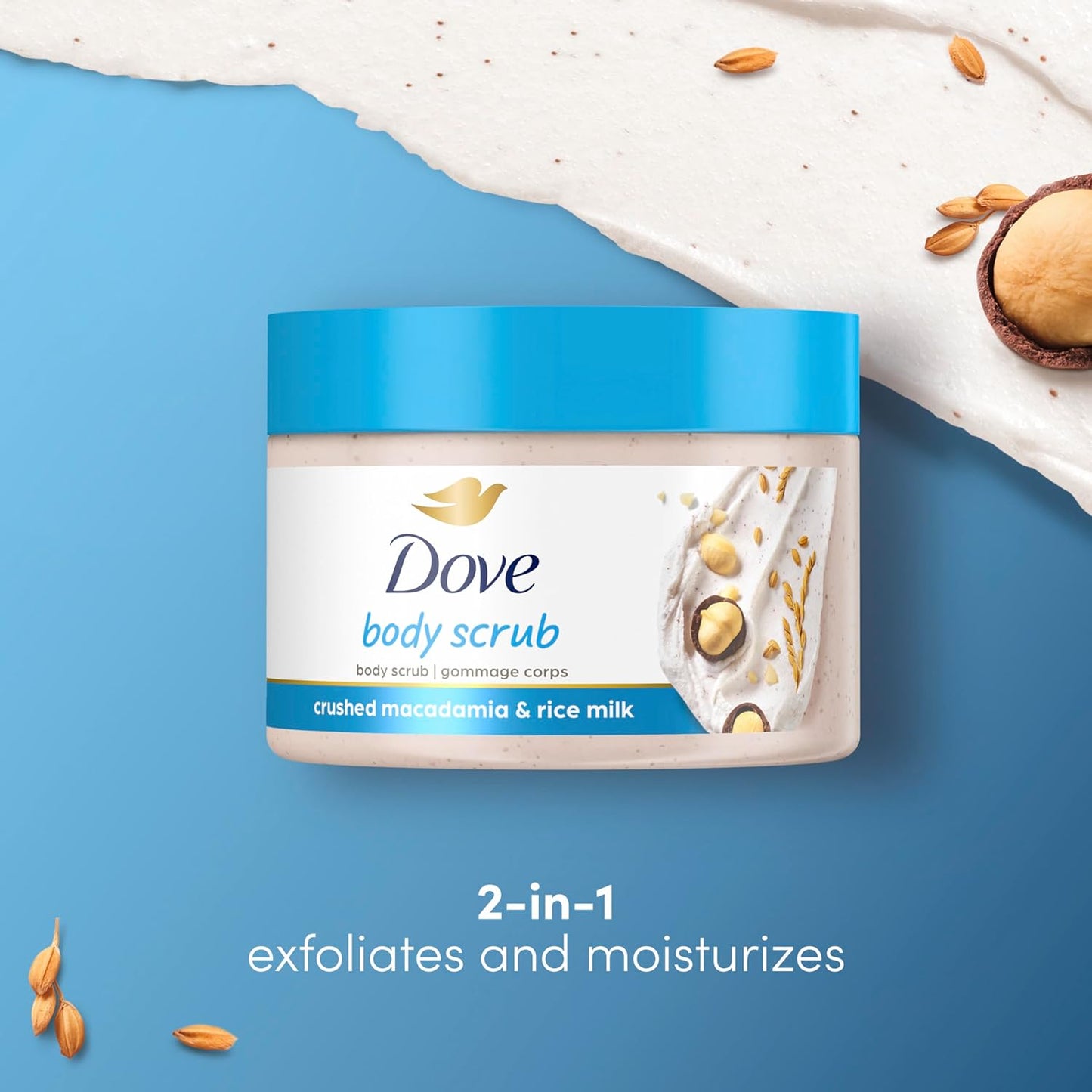 Dove Scrub Macadamia & Rice Milk  10.5 oz