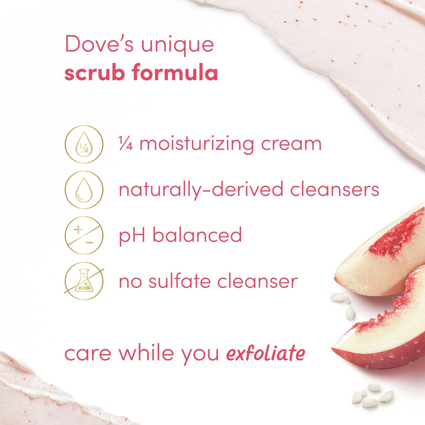 Dove Exfoliating Body Scrub for Women Peach, 15 oz