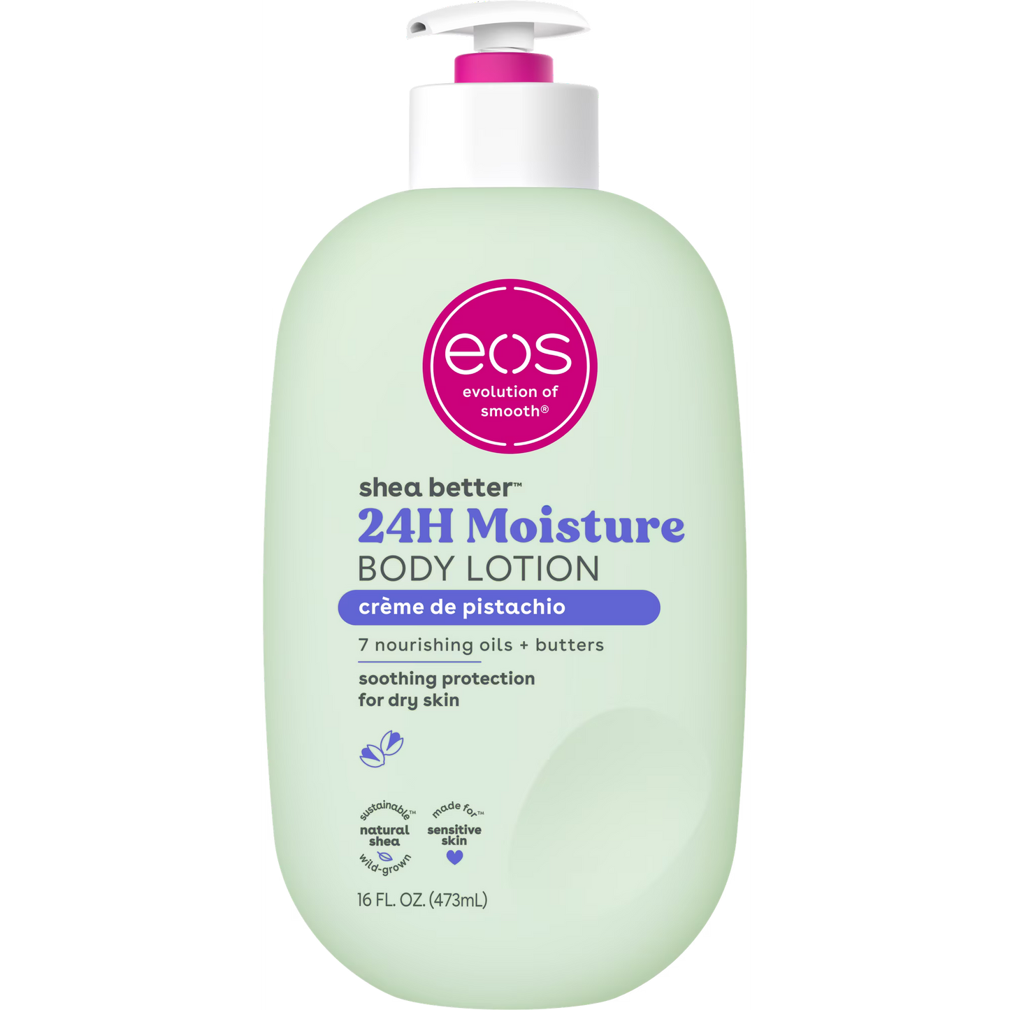 Eos Shea Better Body Lotion- Creme de Pistachio, Soothes Dry Skin, 16 fl oz