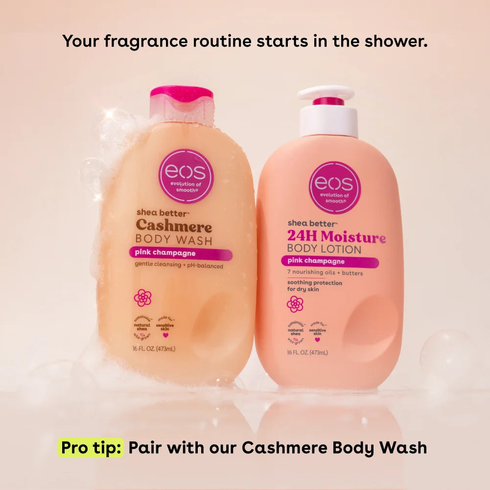 Eos Shea Butter Body Lotion for Dry Skin, Pink Champagne, 16 fl oz