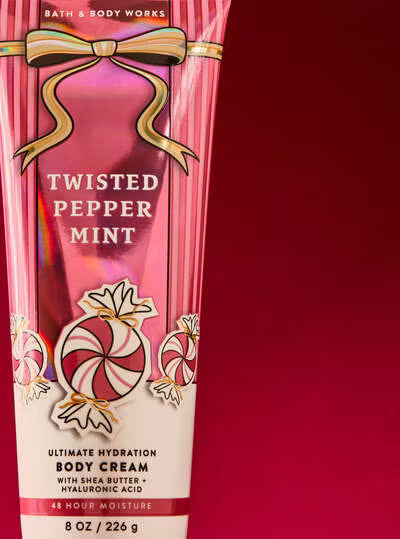 Bath & Body Works Twisted Pepper Mint Body Cream 8 oz & Fine Fragrance Mist 8 fl oz