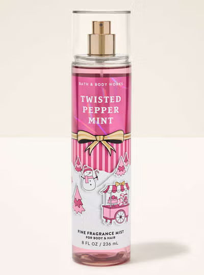Bath & Body Works Twisted Pepper Mint Body Cream 8 oz & Fine Fragrance Mist 8 fl oz