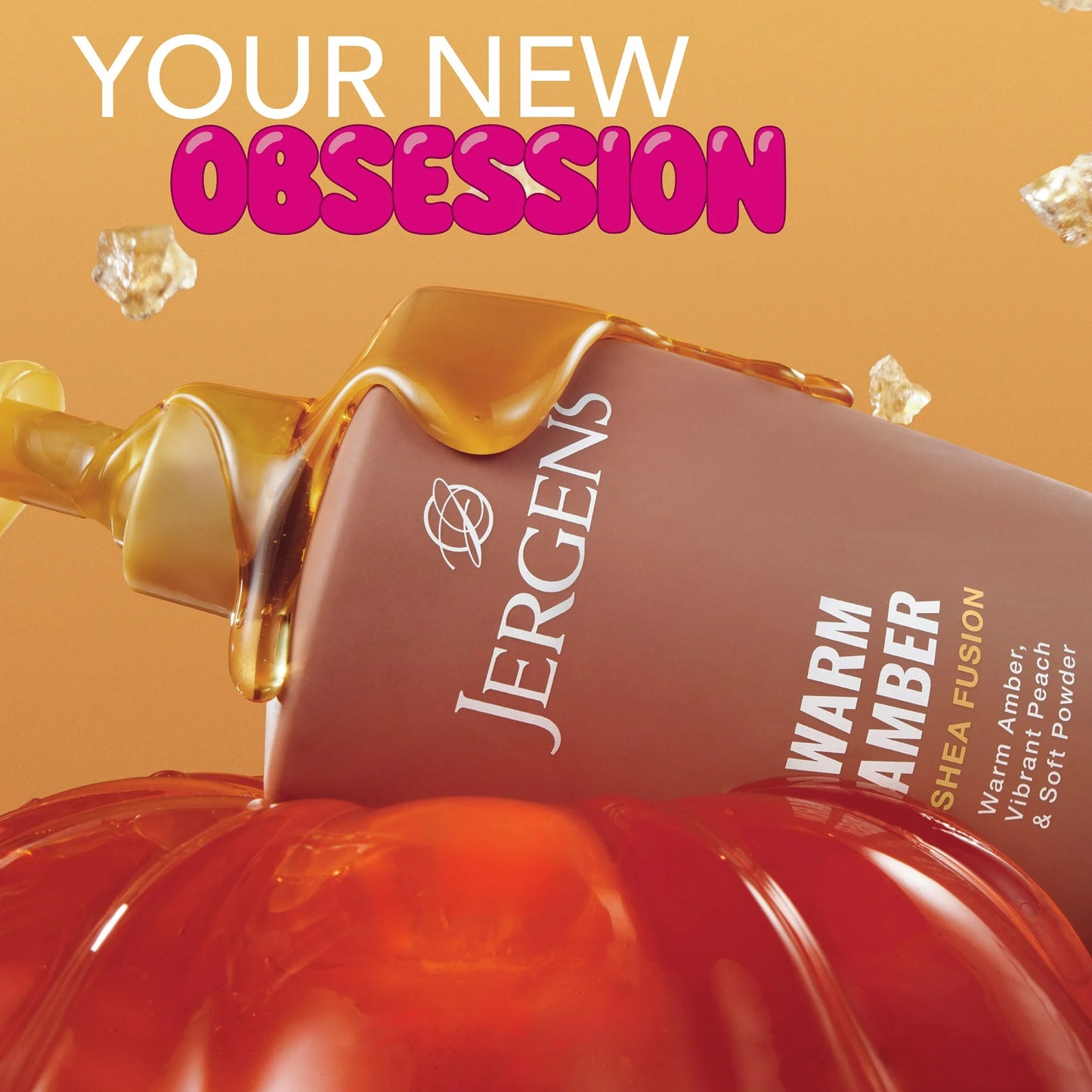 Jergens Shea Fusion Warm Amber Scented Body Lotion, Moisturizer for Dry Skin, 14 fl oz