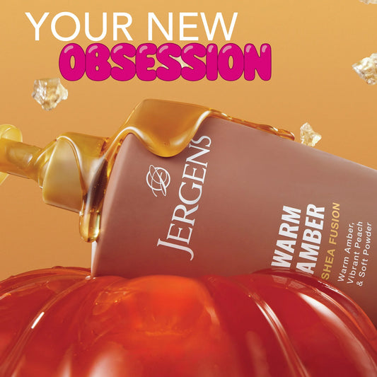 Jergens Shea Fusion Warm Amber Scented Body Lotion, Moisturizer for Dry Skin, 14 fl oz