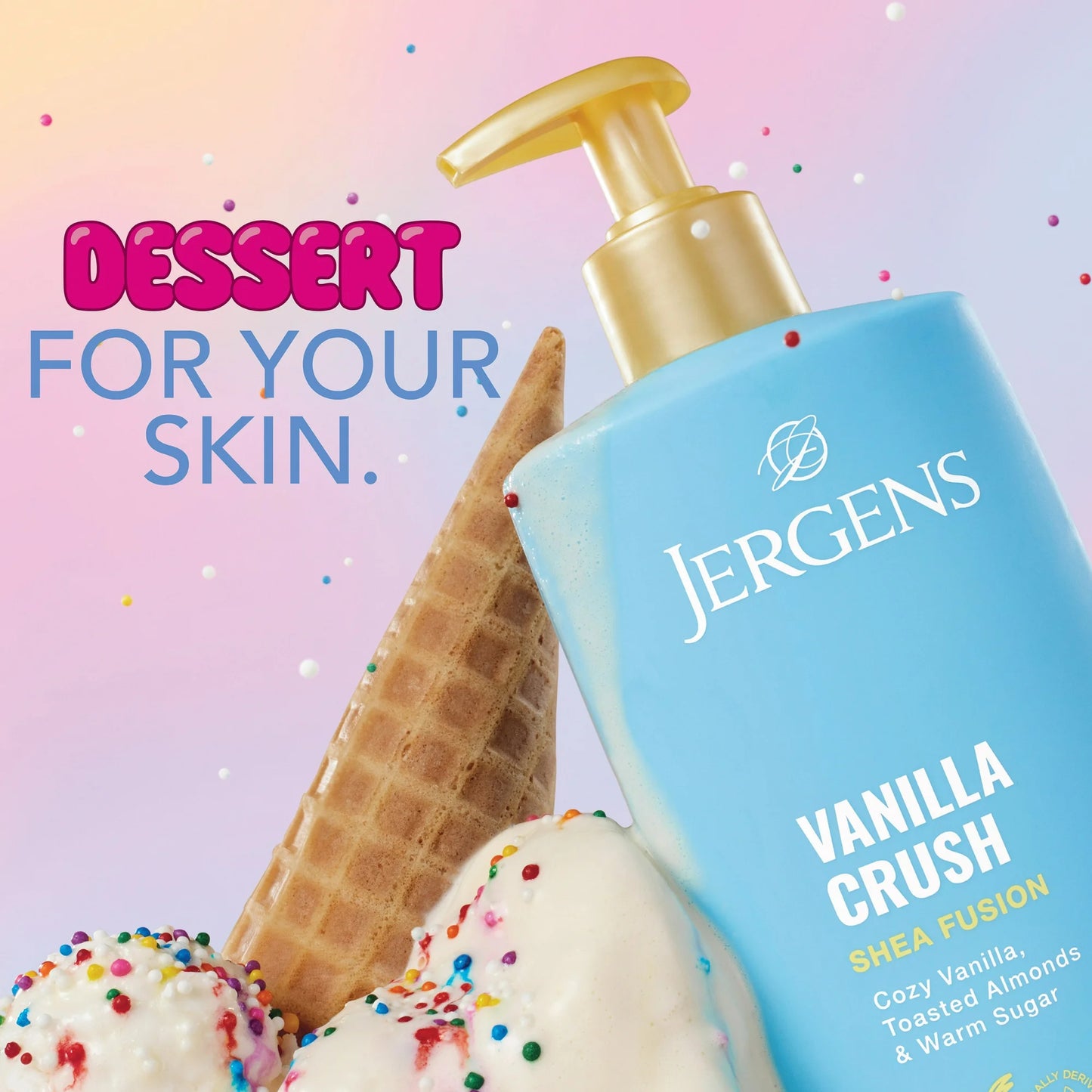 Jergens Shea Fusion Vanilla Crush Scented Body Lotion, Moisturizer for Dry Skin, 14 fl oz