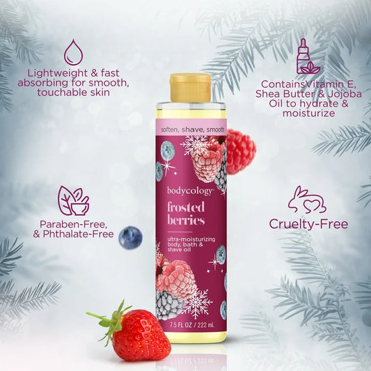 Bodycology Frosted Berries Body, Bath & Shave Oil 7.5 fl oz