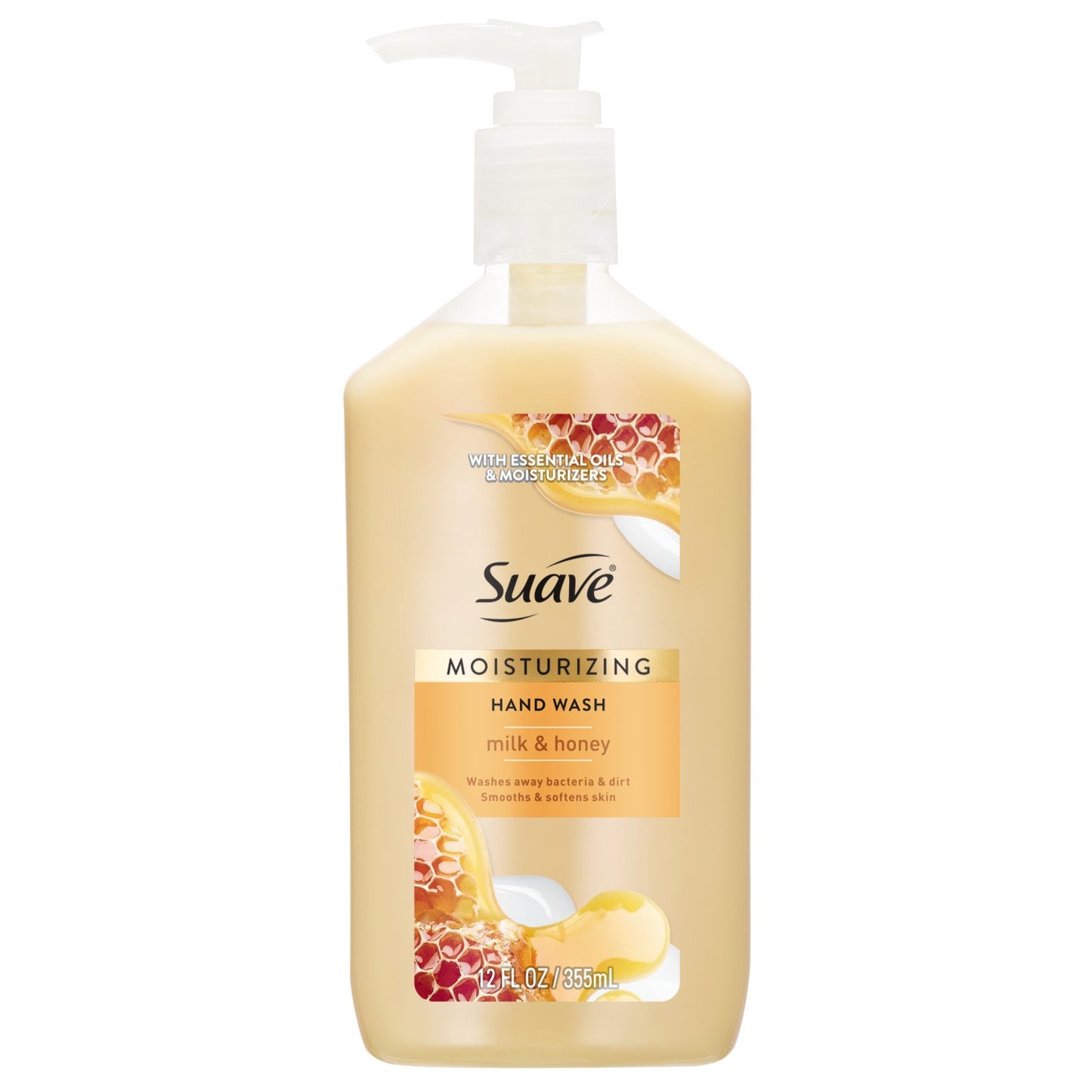 Suave Moisturizing Milk & Honey Hand Soap, Gentle Cleanser for Hands, 12 FL OZ