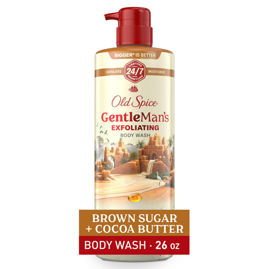 Old Spice Men's Body Wash for Men, Brown Sugar and Cocoa Butter, 24/7 Shower Fresh,  Exfoliation + Moisturization, 26oz