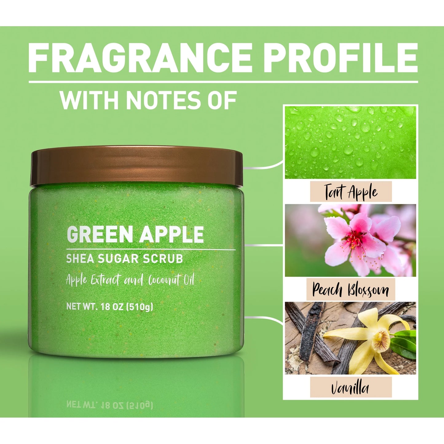 Equate Green Apple Exfoliating Sugar Scrub with Revitalizing Skin Benefits - 18 oz