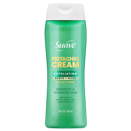 Suave Pistachio Cream Exfoliating Body Wash & Scrub With Glycerin & Vitamin E, 18 FL OZ