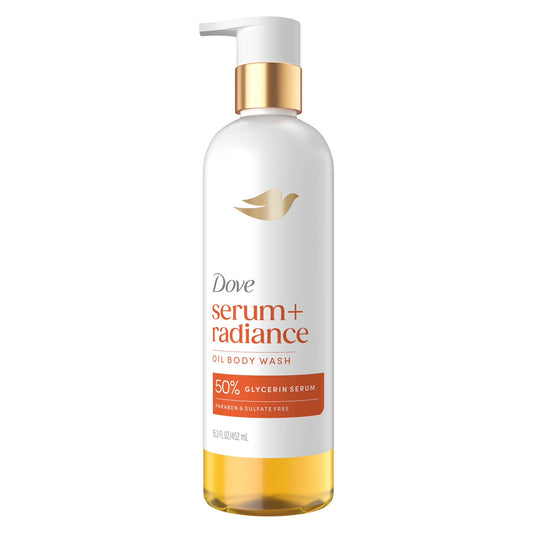 Dove Jojoba Oil & Monoi Flower Oil Body Wash for Women Serum + Radiance for Hydrated & Repaired Skin, 15.3 fl oz