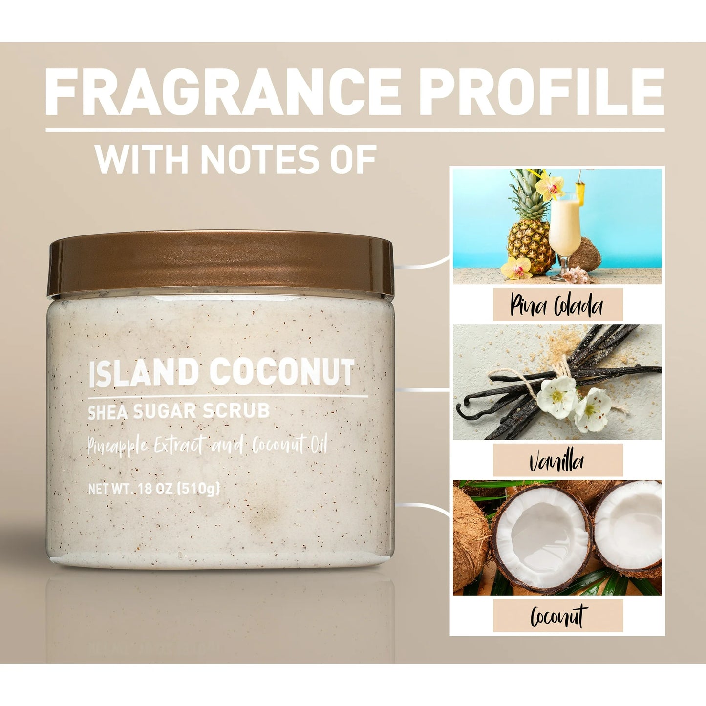 Equate Shea Sugar Scrub, Island Coconut Scent, 18 oz