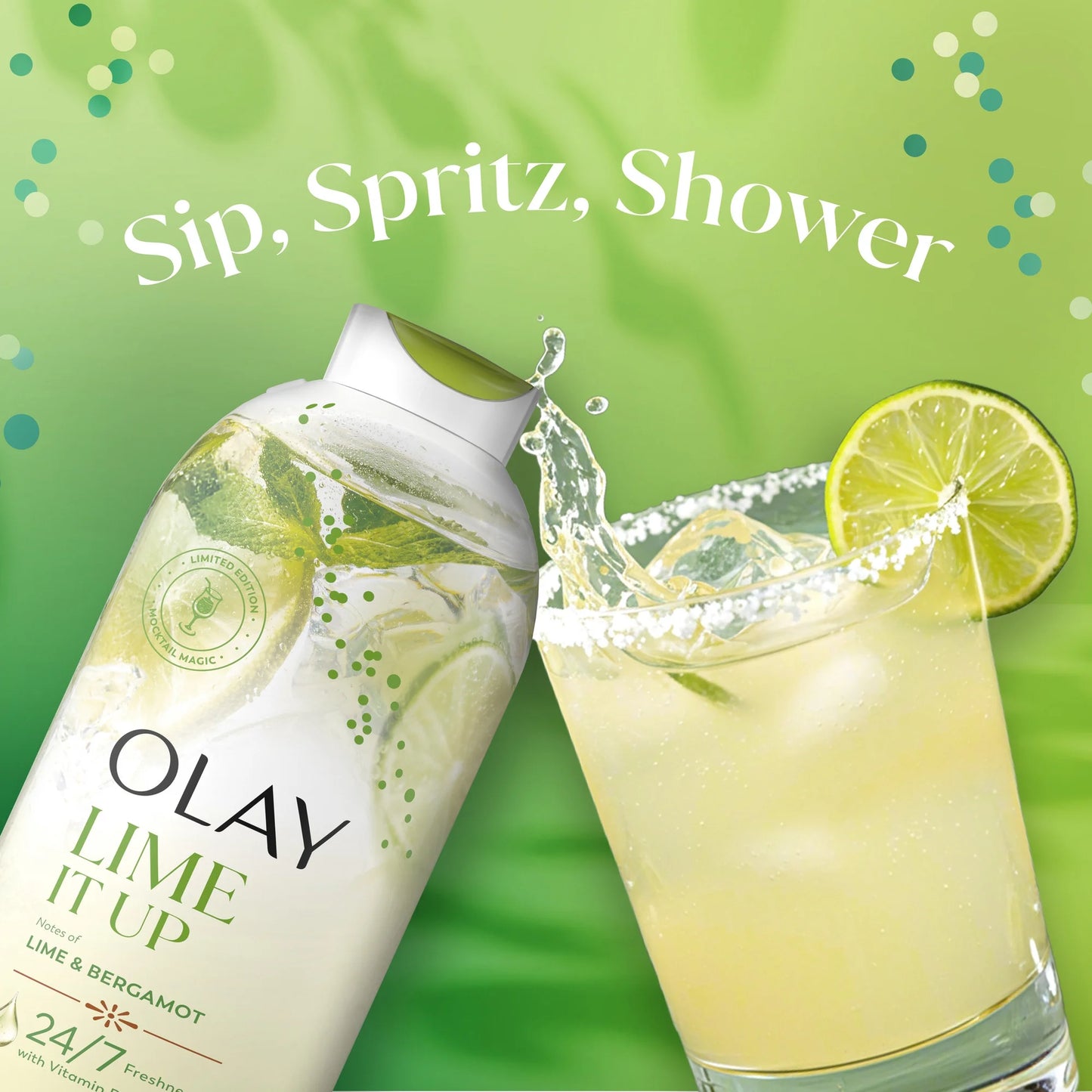 Olay Lime It Up Body Wash with Notes of Lime and Bergamot, Vitamin B3 and Antioxidant Blend, 22oz
