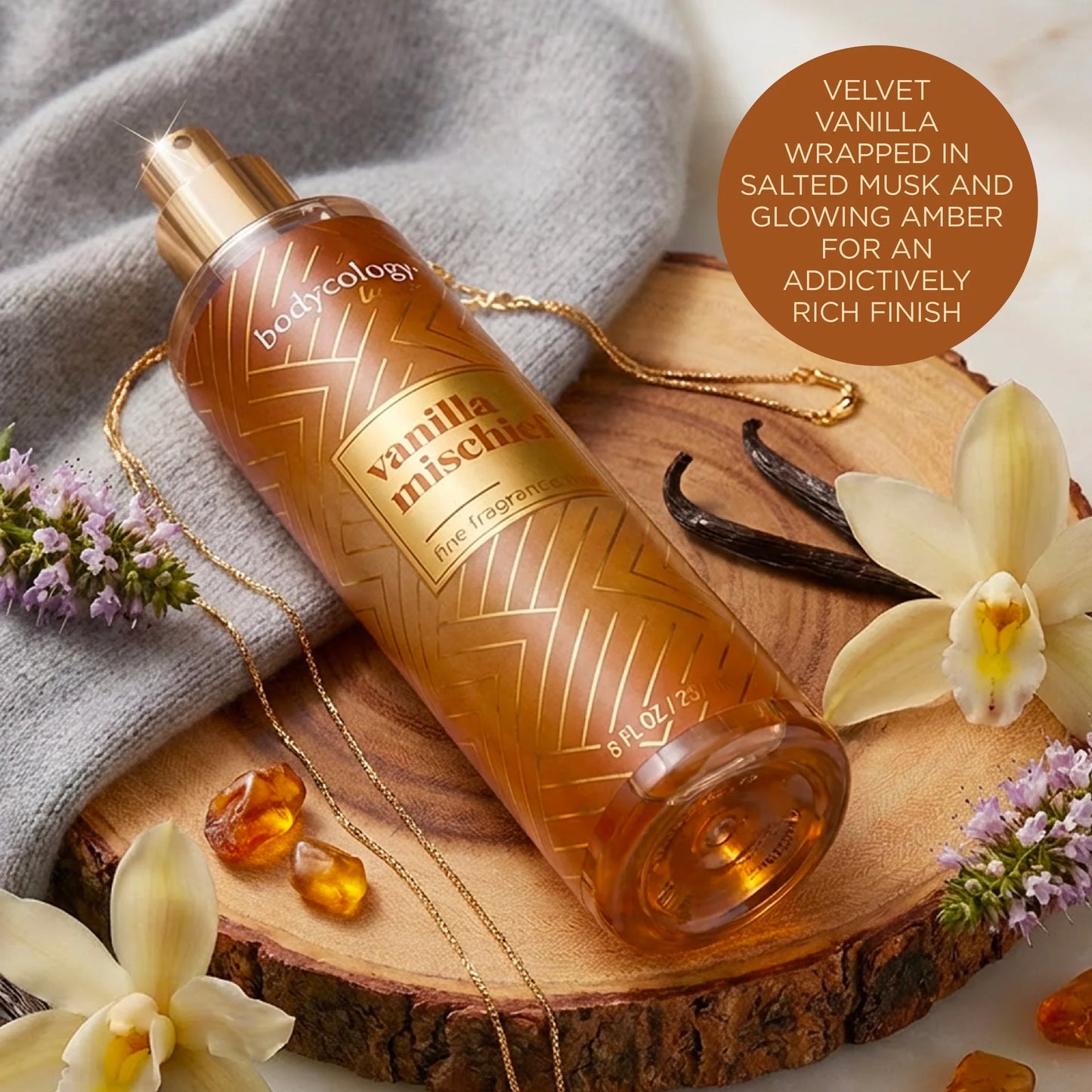 Bodycology Luxe Fragrance Body Mist, Vanilla Mischief, 8 fl oz (Inspired by Tom Ford Vanilla Sex)