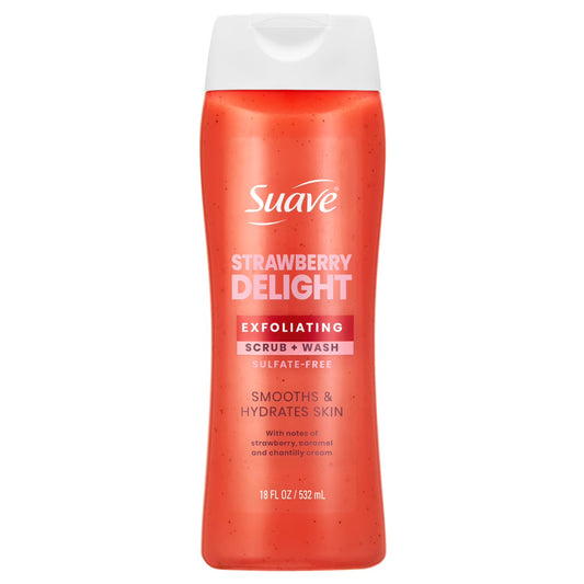 Suave Strawberry Delight Exfoliating Body Wash & Scrub With Glycerin & Vitamin E, 18 FL OZ