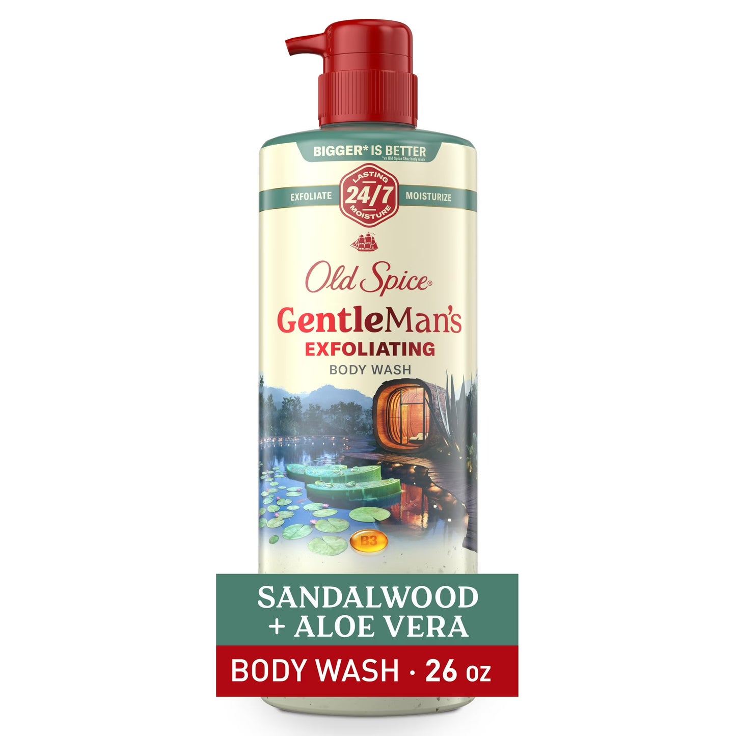 Old Spice Men's Body Wash for Men, Sandalwood and Aloe Vera, 24/7 Shower Fresh,  Exfoliation + Moisturization, 26oz