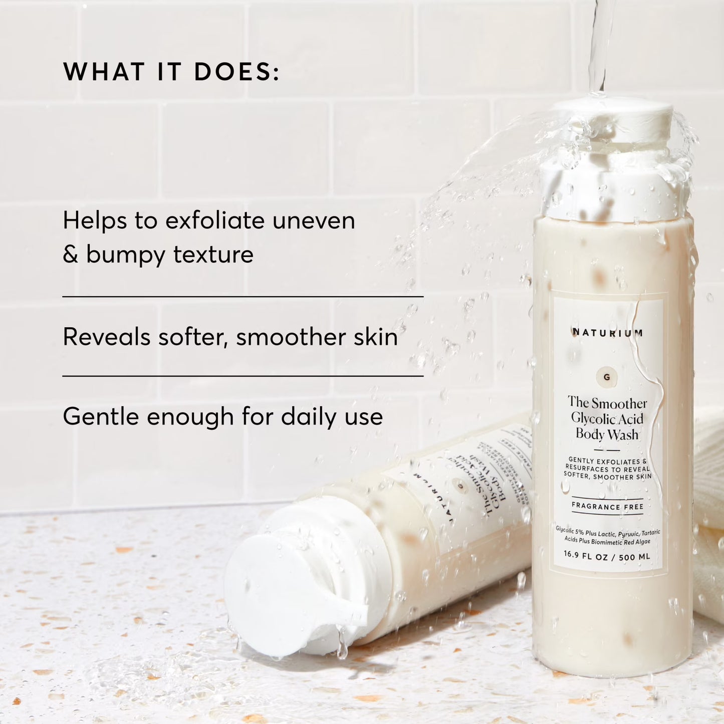 Naturium The Smoother Glycolic Acid Exfoliating Body Wash, Soft Smoothing Cleanser, 16.9 fl oz